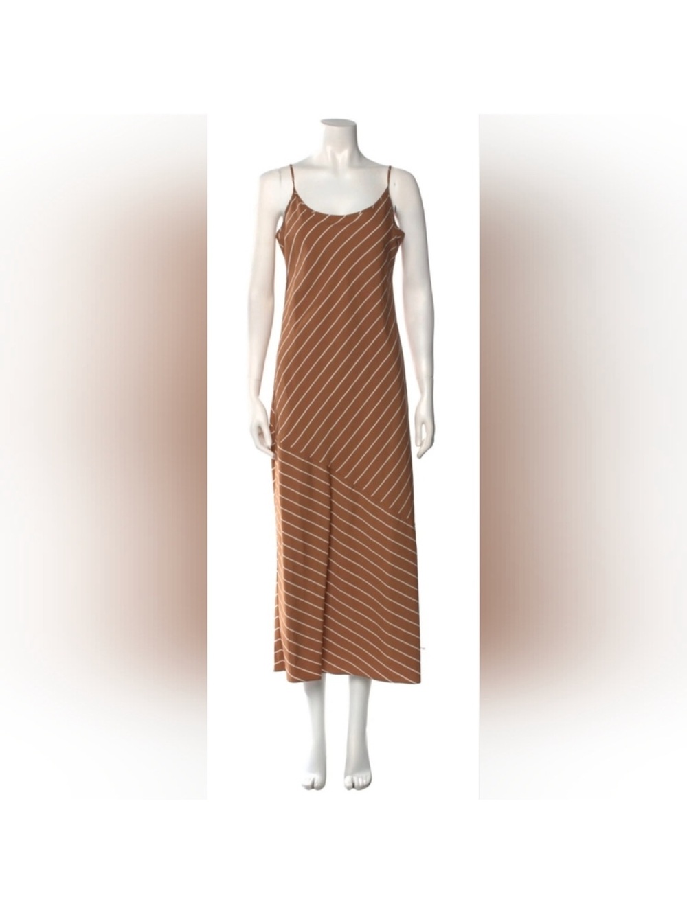 Jenni Kayne Brown & White Striped Slip Midi Dress